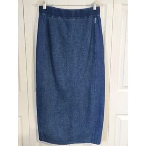 Blue Willis Denmark Indigo Cotton Knit Maxi Skirt Blue XXL Mixed Media Long